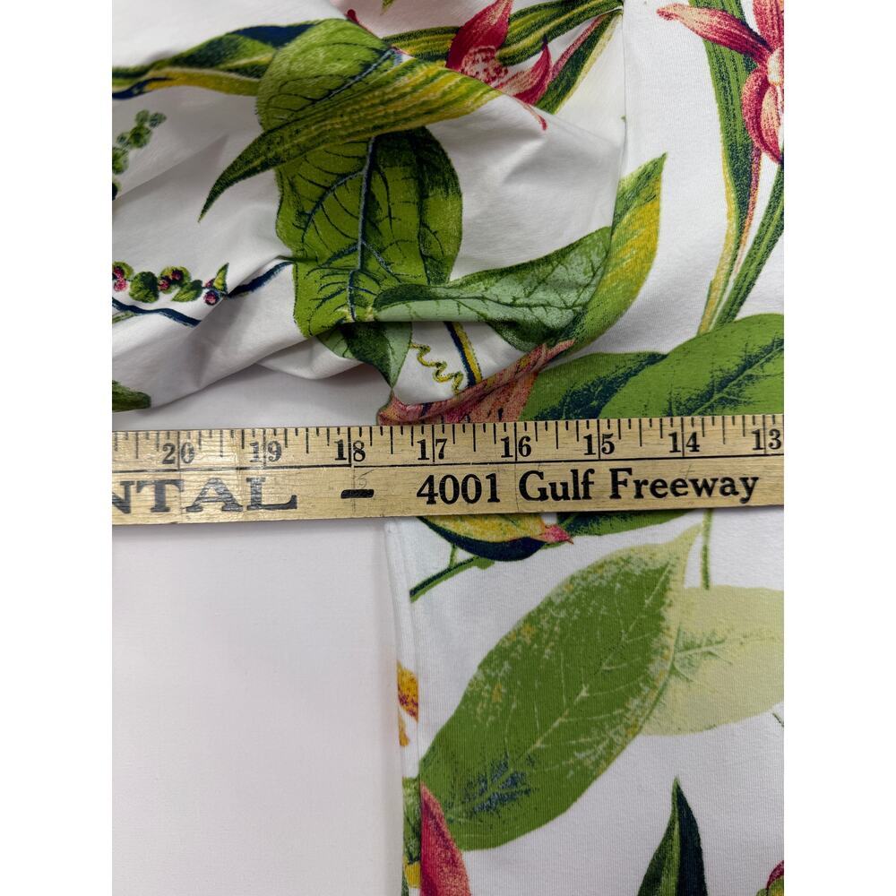 Chico's Floral Tropical Blouse size 0 US M puff sleeve square neck cotton blend - Picture 7 of 10